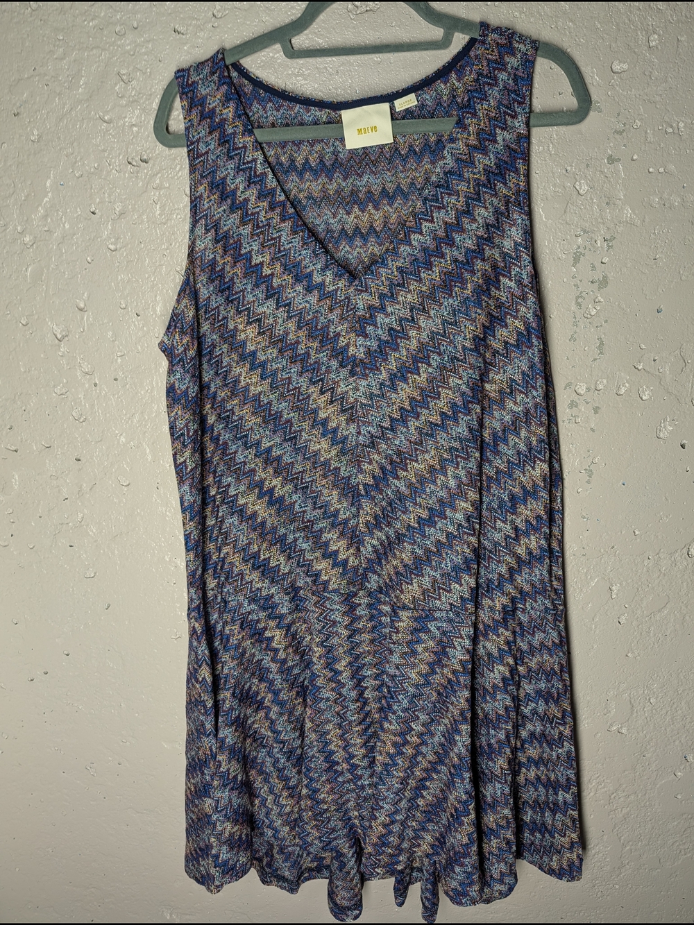 Anthropologie Maeve Westwater Knit Dress Zigzag Boho Midi Sleeveless - Picture 2 of 6